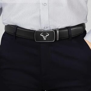 New! Bulliant Ratchet Genuine Leather Zinc Buckle Black Men's Belts Size 34"